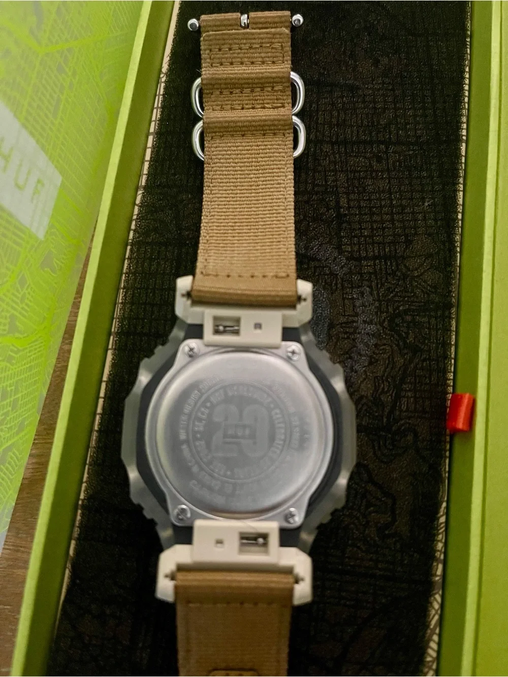 G-Shock Lime Green huf limited edition watch in case